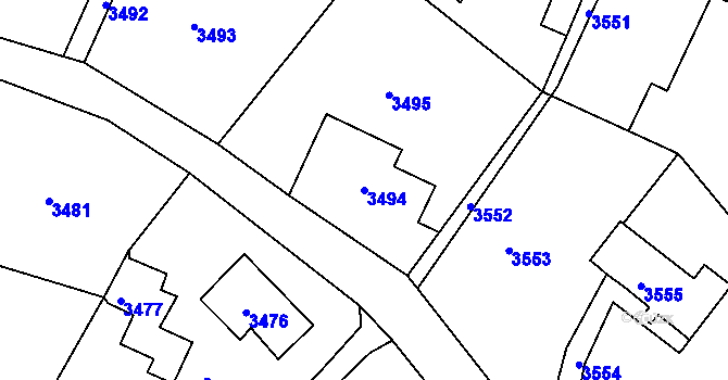 Parcela st. 3494 v KÚ Smržovka, Katastrální mapa