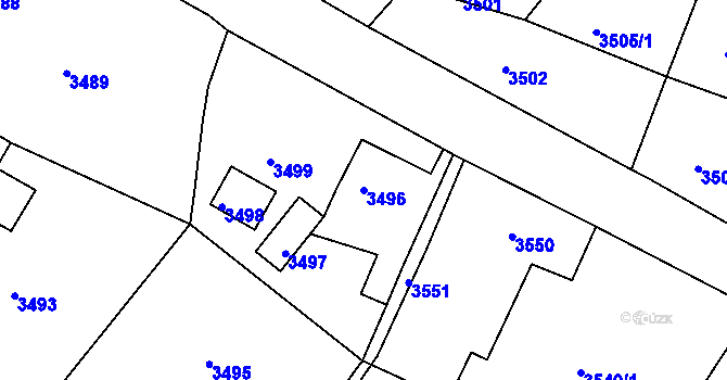 Parcela st. 3496 v KÚ Smržovka, Katastrální mapa