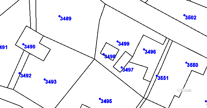 Parcela st. 3498 v KÚ Smržovka, Katastrální mapa