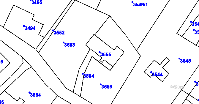 Parcela st. 3555 v KÚ Smržovka, Katastrální mapa