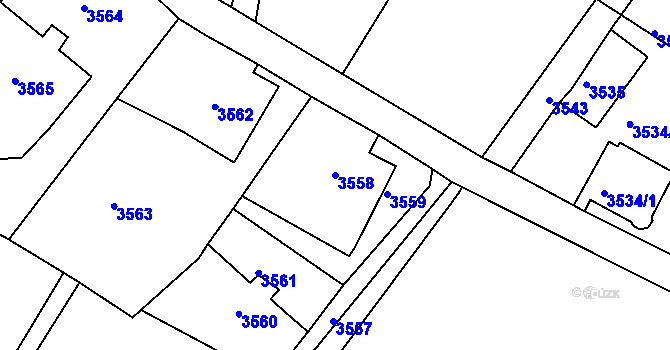 Parcela st. 3558 v KÚ Smržovka, Katastrální mapa