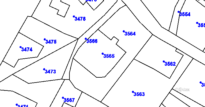 Parcela st. 3565 v KÚ Smržovka, Katastrální mapa