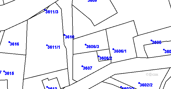 Parcela st. 3606/3 v KÚ Smržovka, Katastrální mapa