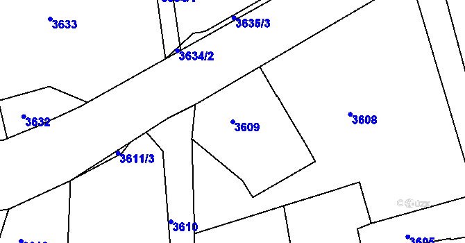 Parcela st. 3609 v KÚ Smržovka, Katastrální mapa