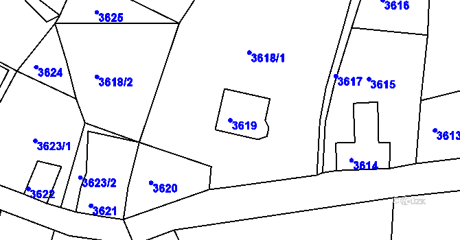 Parcela st. 3619 v KÚ Smržovka, Katastrální mapa