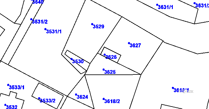Parcela st. 3626 v KÚ Smržovka, Katastrální mapa