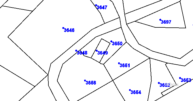 Parcela st. 3649 v KÚ Smržovka, Katastrální mapa