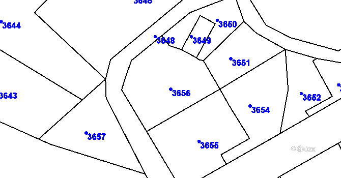 Parcela st. 3656 v KÚ Smržovka, Katastrální mapa