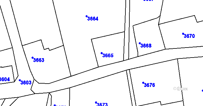 Parcela st. 3665 v KÚ Smržovka, Katastrální mapa
