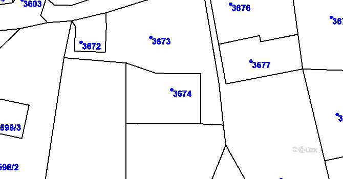 Parcela st. 3674 v KÚ Smržovka, Katastrální mapa