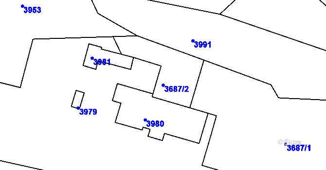 Parcela st. 3687/2 v KÚ Smržovka, Katastrální mapa
