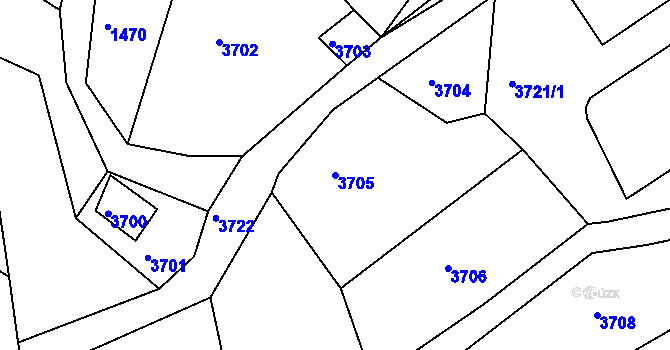 Parcela st. 3705 v KÚ Smržovka, Katastrální mapa