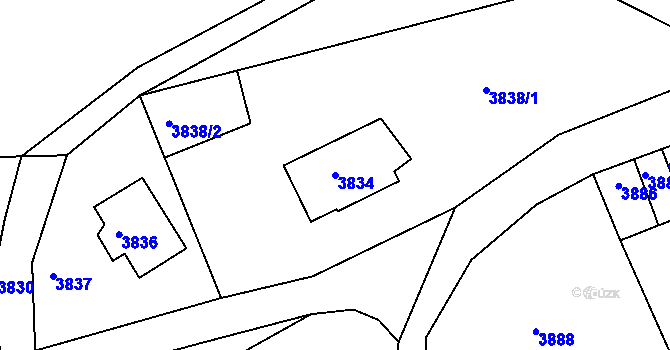 Parcela st. 3834 v KÚ Smržovka, Katastrální mapa