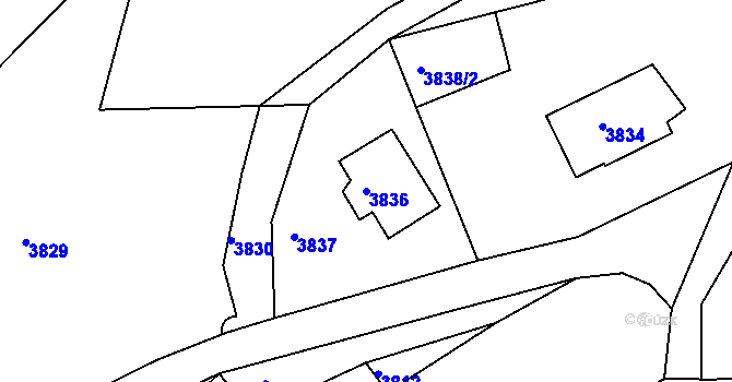 Parcela st. 3836 v KÚ Smržovka, Katastrální mapa