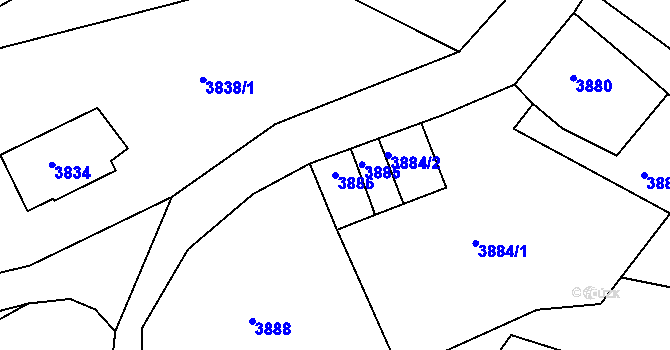 Parcela st. 3886 v KÚ Smržovka, Katastrální mapa