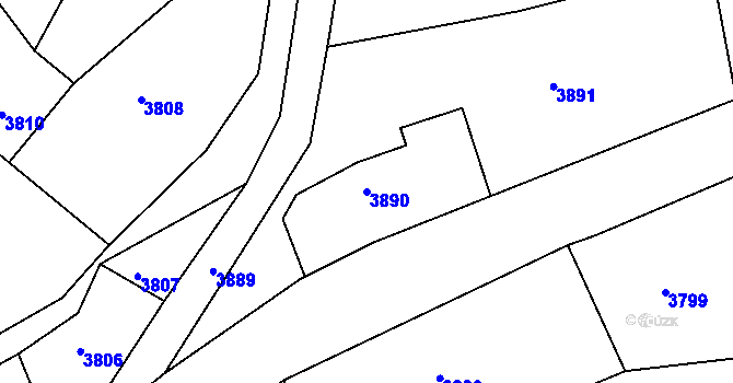 Parcela st. 3890 v KÚ Smržovka, Katastrální mapa
