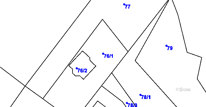 Parcela st. 76/1 v KÚ Smržovka, Katastrální mapa