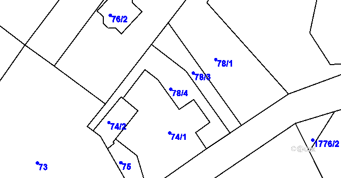 Parcela st. 78/4 v KÚ Smržovka, Katastrální mapa