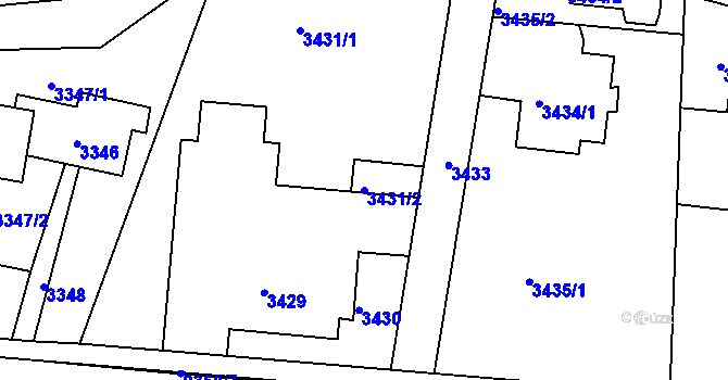 Parcela st. 3431/2 v KÚ Smržovka, Katastrální mapa
