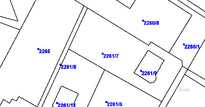 Parcela st. 2261/7 v KÚ Smržovka, Katastrální mapa