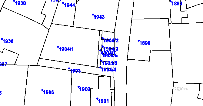 Parcela st. 1904/5 v KÚ Smržovka, Katastrální mapa