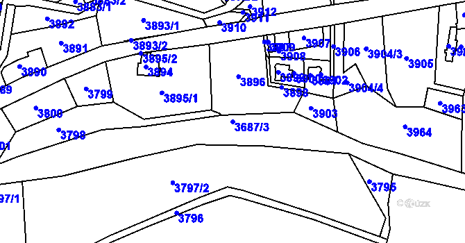 Parcela st. 3687/3 v KÚ Smržovka, Katastrální mapa