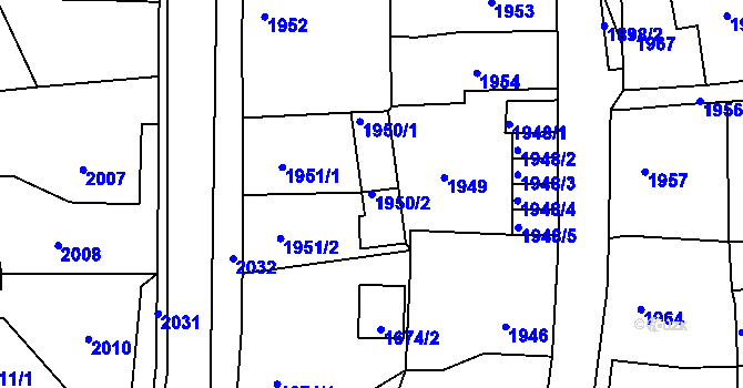 Parcela st. 1950/2 v KÚ Smržovka, Katastrální mapa