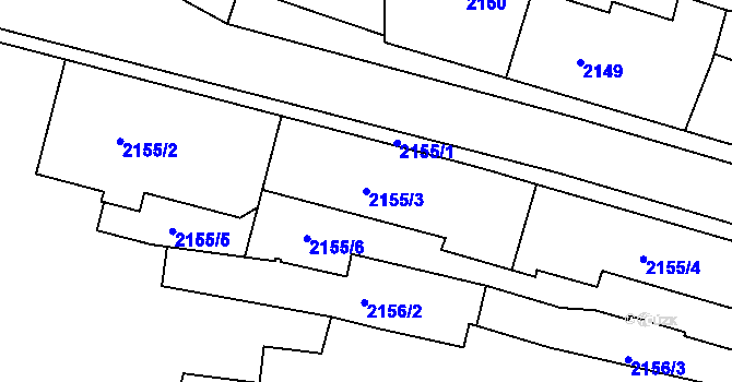 Parcela st. 2155/3 v KÚ Smržovka, Katastrální mapa