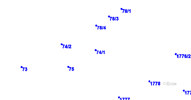 Parcela st. 74/1 v KÚ Smržovka, Katastrální mapa