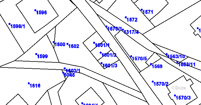 Parcela st. 1601/2 v KÚ Smržovka, Katastrální mapa