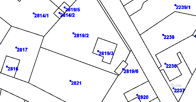 Parcela st. 2819/3 v KÚ Smržovka, Katastrální mapa
