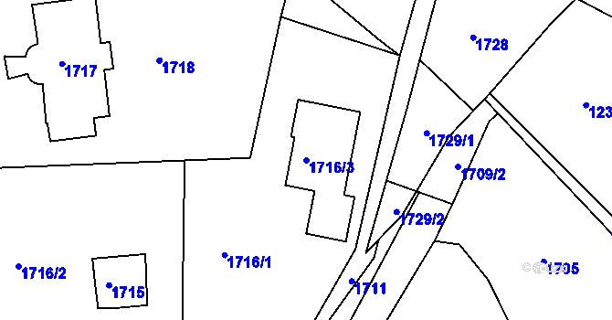 Parcela st. 1716/3 v KÚ Smržovka, Katastrální mapa