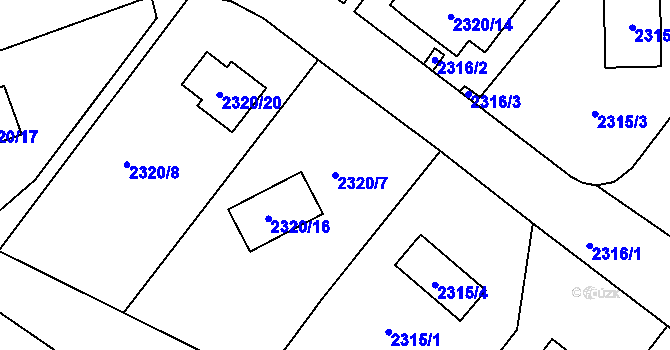 Parcela st. 2320/7 v KÚ Smržovka, Katastrální mapa