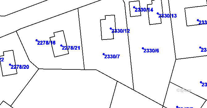 Parcela st. 2330/7 v KÚ Smržovka, Katastrální mapa