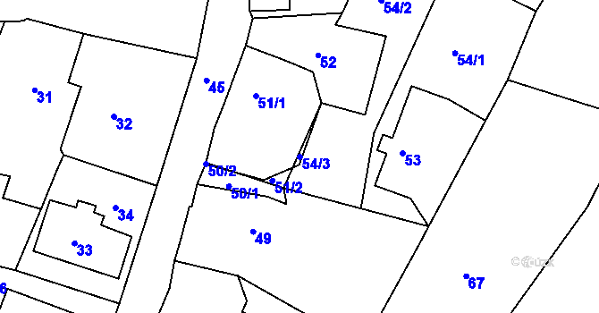 Parcela st. 54/3 v KÚ Smržovka, Katastrální mapa