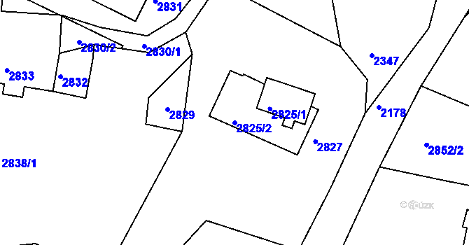 Parcela st. 2825/2 v KÚ Smržovka, Katastrální mapa