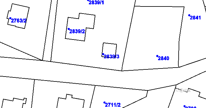 Parcela st. 2839/3 v KÚ Smržovka, Katastrální mapa