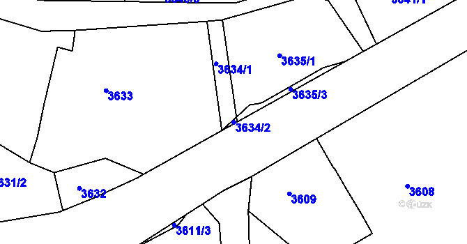 Parcela st. 3634/2 v KÚ Smržovka, Katastrální mapa