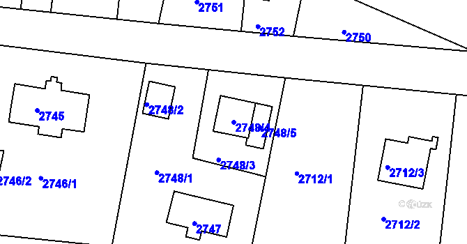 Parcela st. 2748/4 v KÚ Smržovka, Katastrální mapa