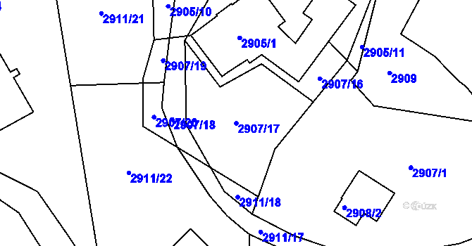 Parcela st. 2907/17 v KÚ Smržovka, Katastrální mapa