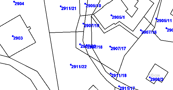 Parcela st. 2907/18 v KÚ Smržovka, Katastrální mapa