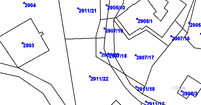 Parcela st. 2907/20 v KÚ Smržovka, Katastrální mapa