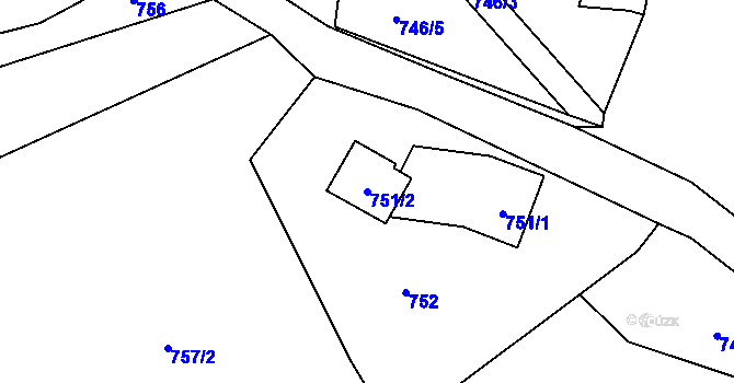 Parcela st. 751/2 v KÚ Smržovka, Katastrální mapa