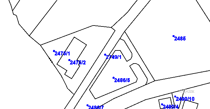 Parcela st. 2749/1 v KÚ Smržovka, Katastrální mapa