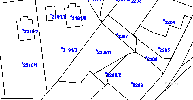Parcela st. 2208/1 v KÚ Smržovka, Katastrální mapa