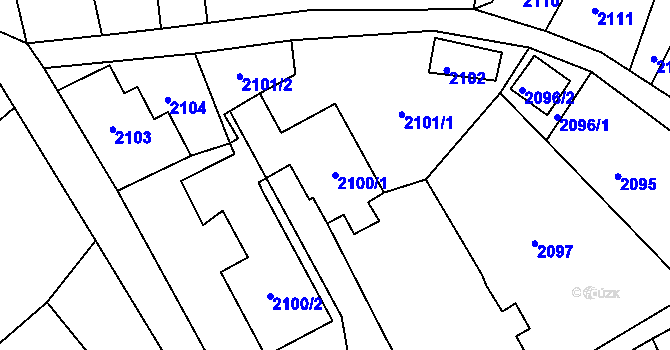 Parcela st. 2100/1 v KÚ Smržovka, Katastrální mapa