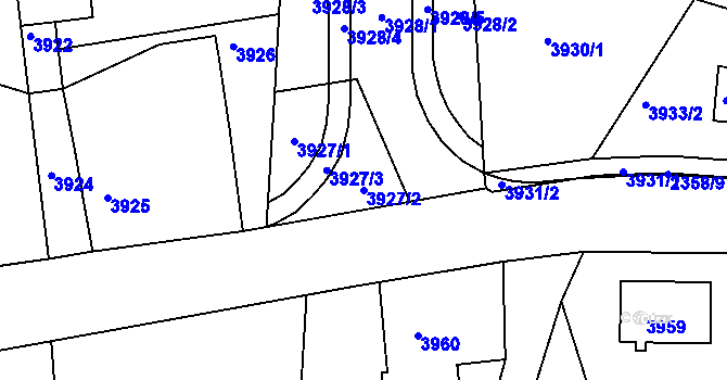 Parcela st. 3927/2 v KÚ Smržovka, Katastrální mapa