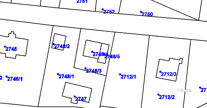 Parcela st. 2748/5 v KÚ Smržovka, Katastrální mapa