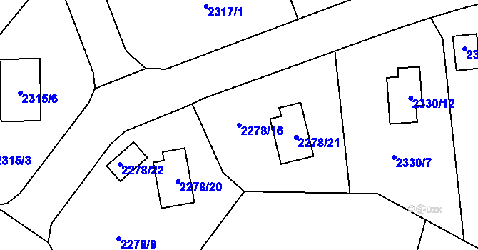 Parcela st. 2278/16 v KÚ Smržovka, Katastrální mapa