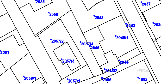 Parcela st. 2057/4 v KÚ Smržovka, Katastrální mapa